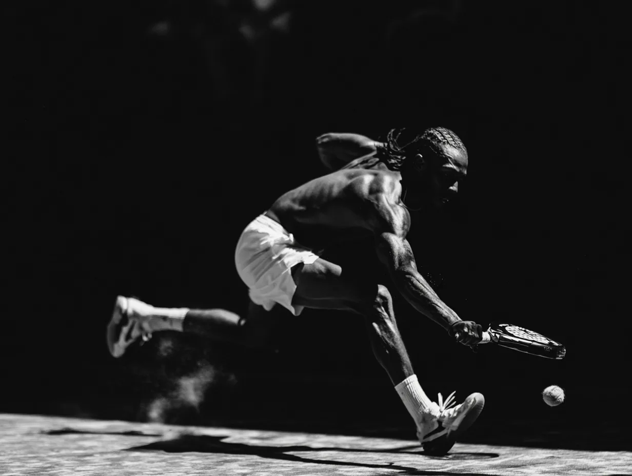Padel-Spieler beim tiefen Angriffsschlag für den Adidas Vergleich 2026